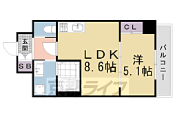 A-mon金閣寺NEKI 1LDKの間取図画像