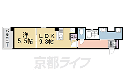 リーガル京都烏丸東 1DKの間取図画像