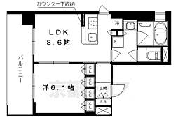リーガル京都聖護院 1LDKの間取図画像