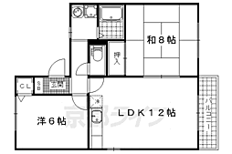 セゾン阪長 2LDKの間取図画像