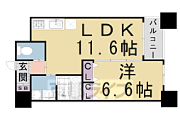 パレ・朱雀門 1LDKの間取図画像