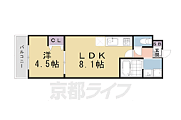 レジデンス二条洛中庵 1LDKの間取図画像