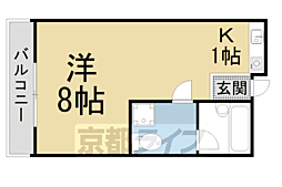 ヴィラ岡山手 ワンルームの間取図画像