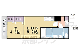 ジーメゾン京田辺大住 1LDKの間取図画像
