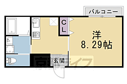 京都市右京区西京極東池田町マンション 1Kの間取図画像