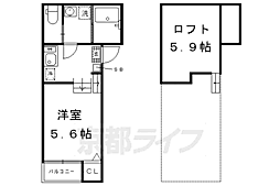 ハーモニーテラス深草善導寺町 1Kの間取図画像