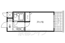 エスリード河原町第3 1Kの間取図画像