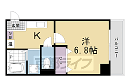 グラデーション 1Kの間取図画像