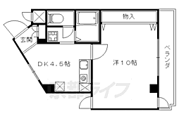 メディナ椥辻 1DKの間取図画像