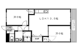 レオハイムナガオ2 2LDKの間取図画像