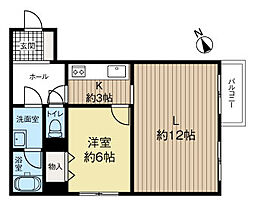 キリンズマンション北美原2 1LDKの間取図画像