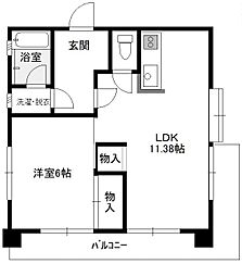 ハイライフ徳井 1LDKの間取図画像