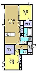 西宮市今津山中町マンション 2LDKの間取図画像