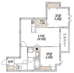 西宮市若松町マンション 2LDKの間取図画像