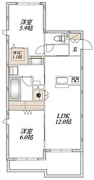 西宮市若松町マンション 2LDKの間取図画像