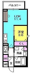 アイエフノヴァ水波町 1LDKの間取図画像