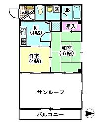 ハイパールマンションII 3階2Kの間取り