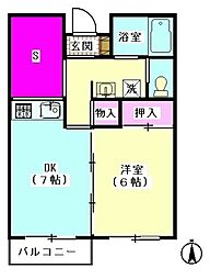 ヴィラ・セリーズ 4階1SDKの間取り