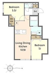 ヒメル学芸大学 1階2LDKの間取り