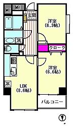 ホワイトキューブ 2LDKの間取図画像