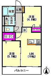カーサシュエット 2LDKの間取図画像