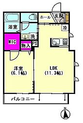 シャーメゾン北糀谷 1LDKの間取図画像