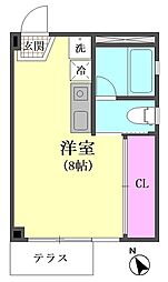Y・M・RESIDENCE 1階ワンルームの間取り