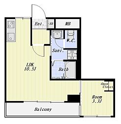 ヴィラ・フクモト 3階1LDKの間取り