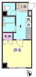 リレアール馬込 1階1Kの間取り