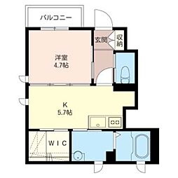 アルフラット 1Kの間取図画像