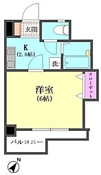 K2ヴィラ 1Kの間取図画像
