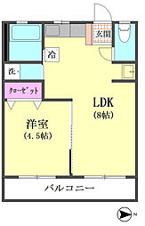 浅間マンション 1LDKの間取図画像