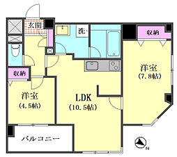 K2ロイヤル 2LDKの間取図画像