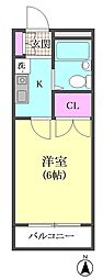 ウイング大森 1Kの間取図画像