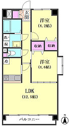 ボーブリアンあさひ 2LDKの間取図画像