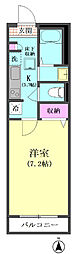 ヴィラアサヒ 1Kの間取図画像