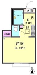 ユウハイツ 1Kの間取図画像