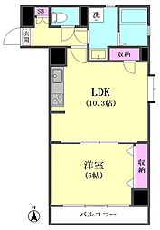 シャンボール第2大森 1LDKの間取図画像