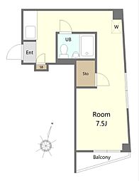 アイリス雪谷 3階ワンルームの間取り