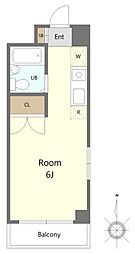 マメゾン ワンルームの間取図画像