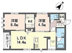 ヒルトップコートソレイユ 2LDKの間取図画像