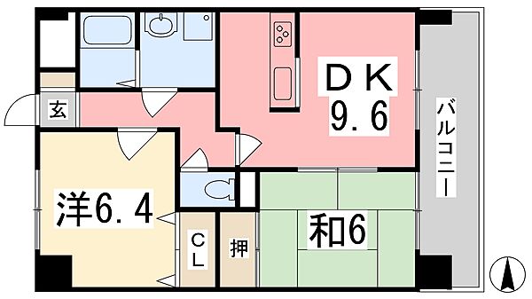 サンプレイス網干駅前 202｜兵庫県姫路市網干区高田(賃貸マンション2DK・2階・52.29㎡)の写真 その2