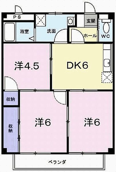 プラザ亀山 202｜兵庫県姫路市亀山１丁目(賃貸アパート3DK・2階・51.34㎡)の写真 その2