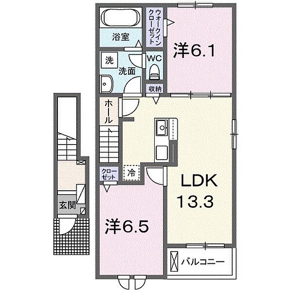 エスパス　リッシュ　田井　Ｂ 204｜兵庫県姫路市網干区田井(賃貸アパート2LDK・2階・59.55㎡)の写真 その2