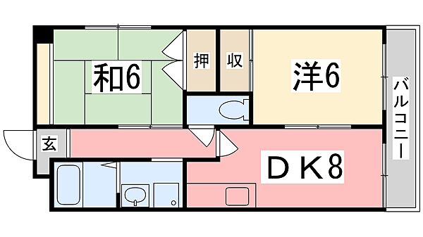 大栄・十二所前レジデンス 504｜兵庫県姫路市十二所前町(賃貸マンション2DK・5階・45.88㎡)の写真 その2
