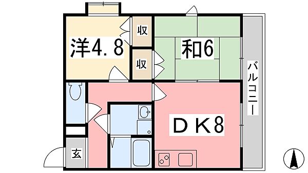 イーストアヴェニュー 412｜兵庫県姫路市三左衛門堀東の町(賃貸マンション2DK・4階・45.36㎡)の写真 その2