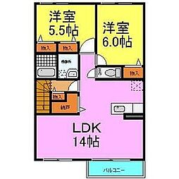 FOREST CAPE たつの A・B棟 B202 2階2LDKの間取り