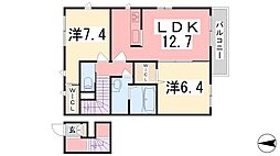 シャモニー 2階2LDKの間取り