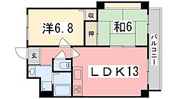 グリーンハイツ東山2 2LDKの間取図画像