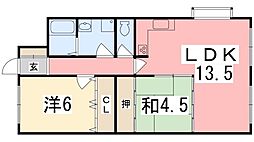 レイクサイドヴィラ姫路E棟 2LDKの間取図画像